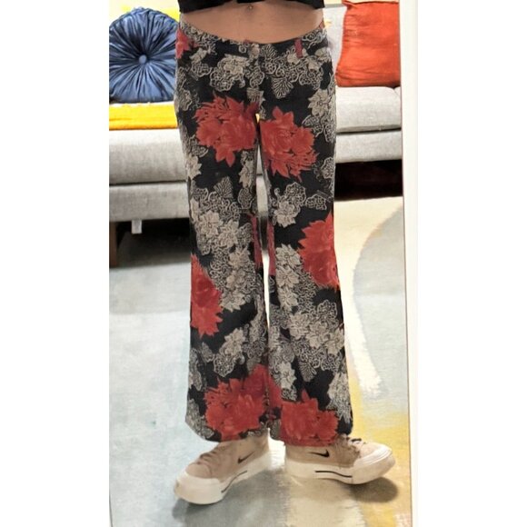 Vintage Womens Y2K Grip Jeans Floral Print Low Rise Sz 28 Bootcut Slim Rare Boho - Picture 7 of 16